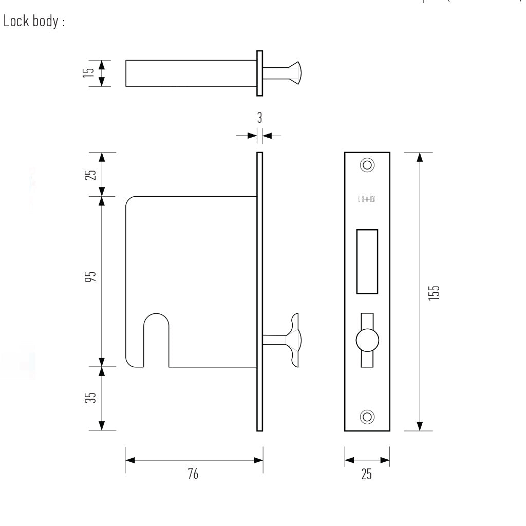 HB 697 Pocket Door Strike Body - Image 2
