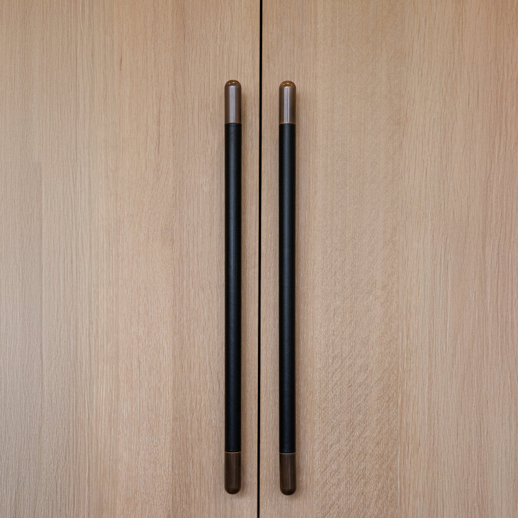 Mineral Leather Wrapped Metal Appliance Bar Pull - Image 2