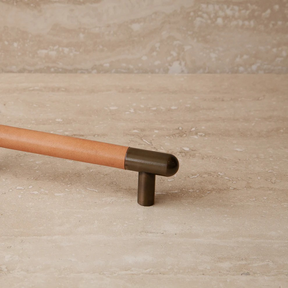 Mineral Leather Wrapped Metal Appliance Bar Pull - Image 3
