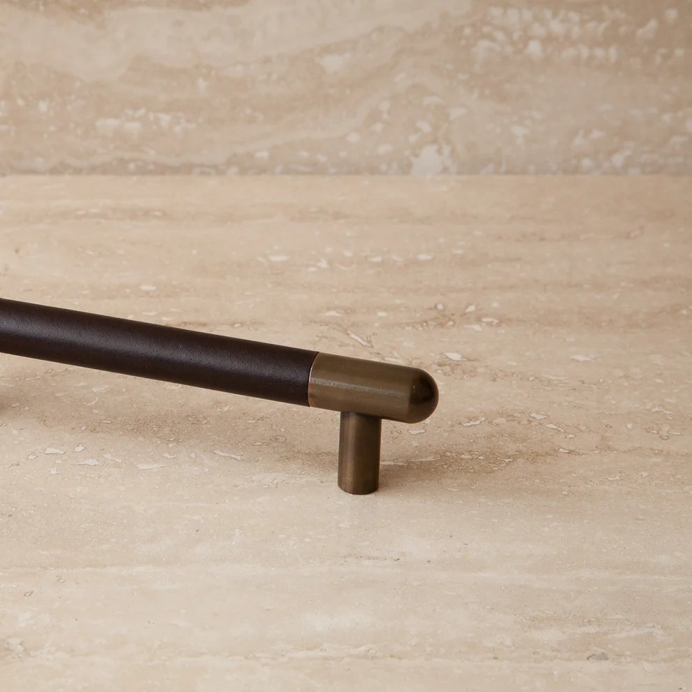 Mineral Leather Wrapped Metal Appliance Bar Pull - Image 4
