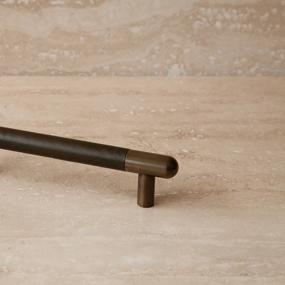 Mineral Leather Wrapped Metal Appliance Bar Pull - Image 5