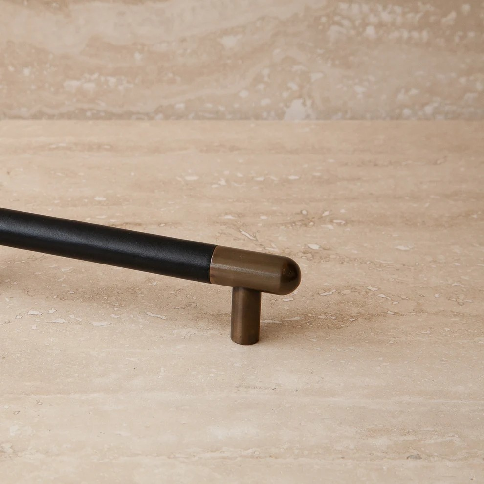 Mineral Leather Wrapped Metal Appliance Bar Pull - Image 6