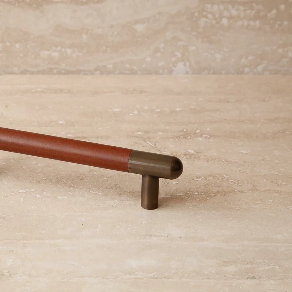 Mineral Leather Wrapped Metal Appliance Bar Pull - Image 7