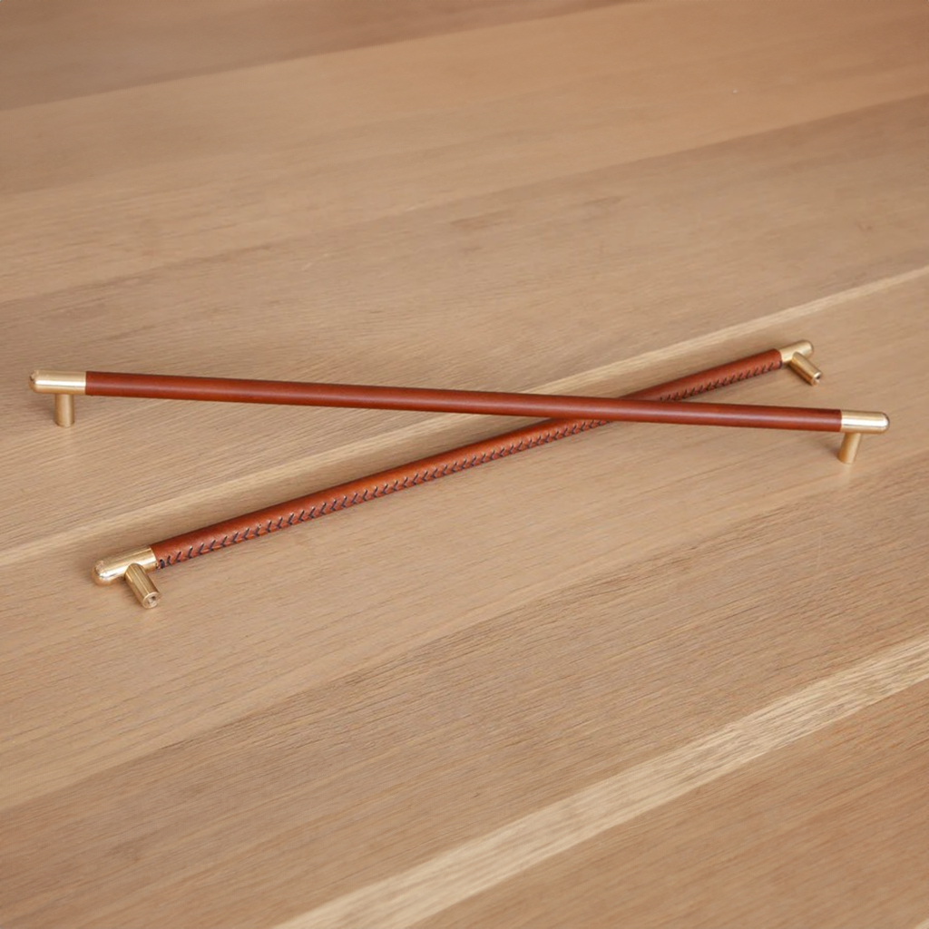 Mineral Leather Wrapped Metal Bar Pull - Image 2
