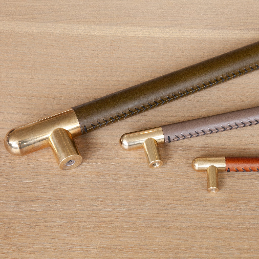 Mineral Leather Wrapped Metal Bar Pull - Image 4