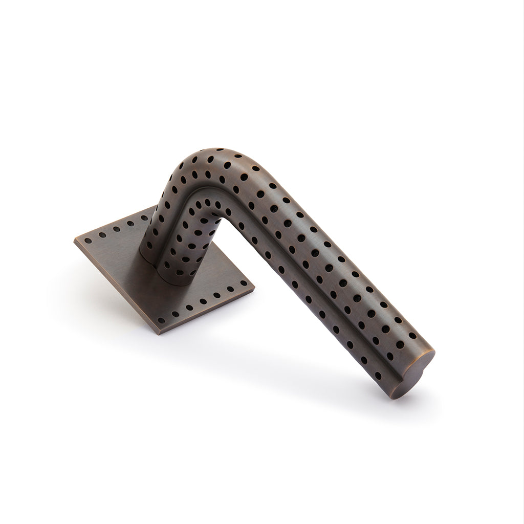 Stardust Perforated Door Lever Handle on Rose - Image 3