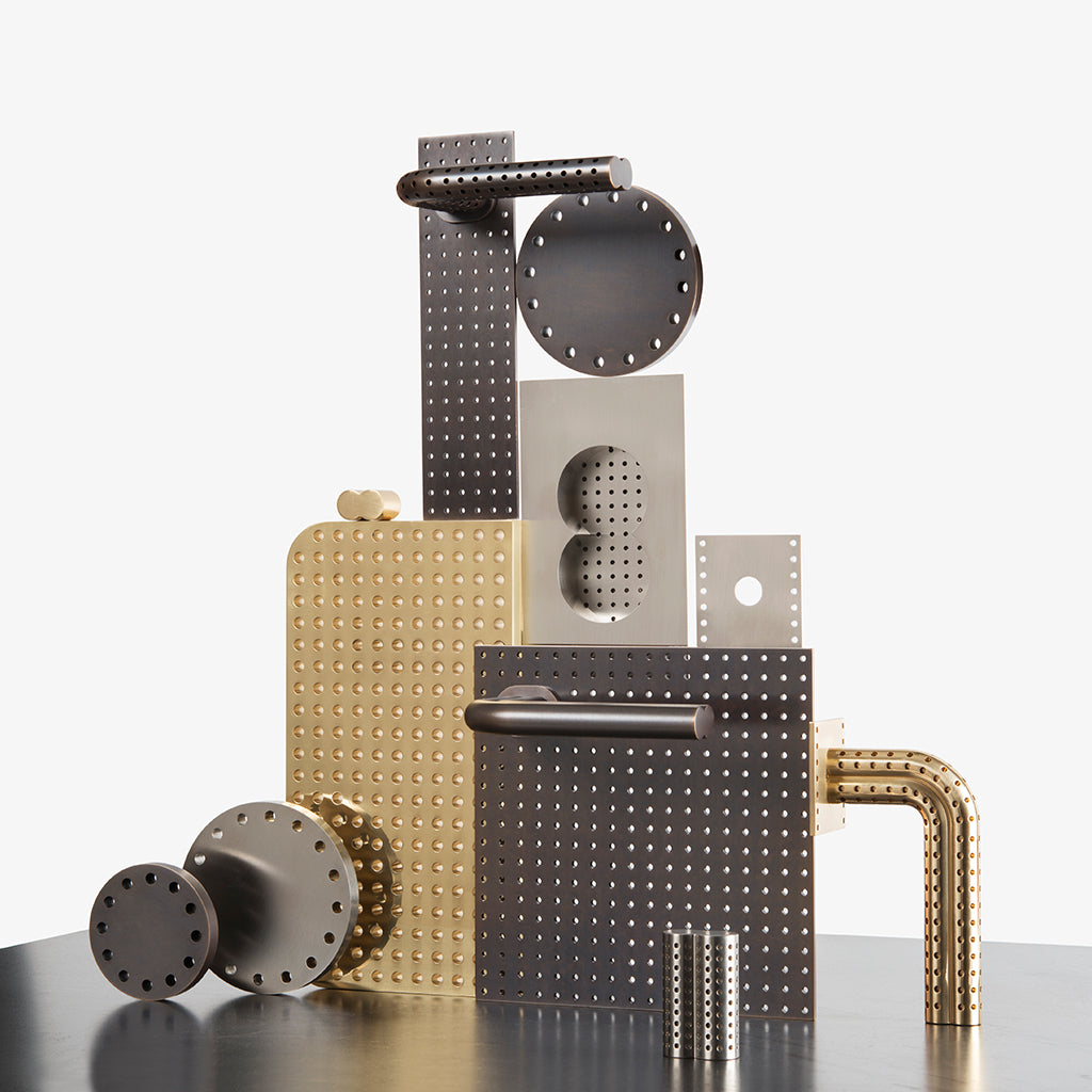 Stardust Perforated Door Lever Handle on Rose - Image 4